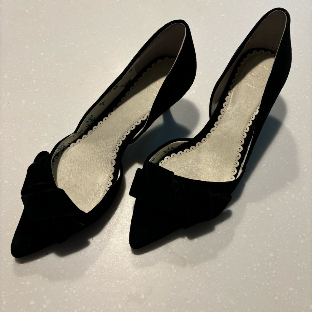 Black Suede 1901 Kitten Heels